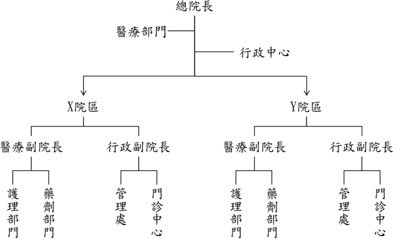 圖一 A 醫院組織架構圖