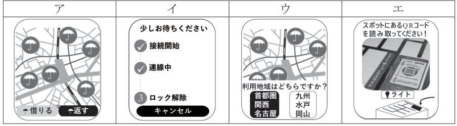A ア → エ → イ → ウ B ア → ウ → エ → イ C ウ → イ → ア → エ D ウ → イ → エ → ア